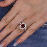 Vintage 1.0ct Twist Oval Cut Ruby Engagement Ring In Sterling Silver