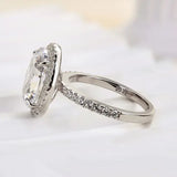 Oval Cut White Stone White Gold Halo Ring