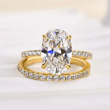 Classic 3.5ct Oval Cut Sterling Silver Wedding Ring Set