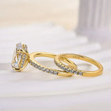 Classic 3.5ct Oval Cut Sterling Silver Wedding Ring Set