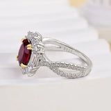 Vintage 1.0ct Twist Oval Cut Ruby Engagement Ring In Sterling Silver