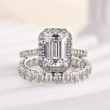 Elegant Emerald Cut Bridal Set in 925 Sterling Silver