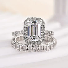 Elegant Emerald Cut Bridal Set in 925 Sterling Silver