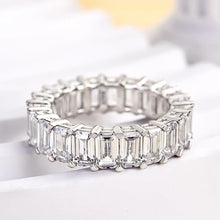 Sumptuous 925 Sterling Silver Emerald Cut Wedding Ring
