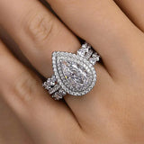 Timeless Pear Cut CZ Bridal Set Sterling Silver