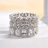 Gorgeous Cushion Cut 4PC Wedding Band Set For Women In Sterling Silver