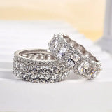 Gorgeous Cushion Cut 4PC Wedding Band Set For Women In Sterling Silver