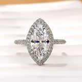 Luxurious Three Stone Marquise Cut 3.0ct Engagement Ring In Sterling Silver