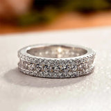 925 Sterling Silver Round Cut  Wide Eternity Band