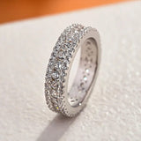 925 Sterling Silver Round Cut  Wide Eternity Band