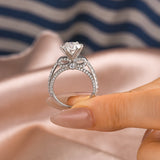 Solarii Moissanite 3.0ct Bow Base Design Sterling Silver Engagement Ring