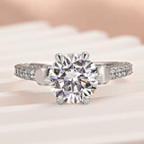 Solarii Moissanite 3.0ct Bow Base Design Sterling Silver Engagement Ring