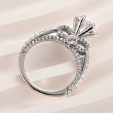 Solarii Moissanite 3.0ct Bow Base Design Sterling Silver Engagement Ring