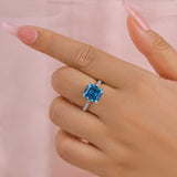 Elegant 4.5ct Blue Sapphire Asscher Cut Engagement Ring