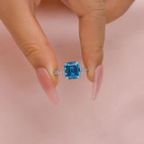 Elegant 4.5ct Blue Sapphire Asscher Cut Engagement Ring