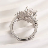 Princess Cut White Gold Plated 925 Sterling Silver Ring Set with Cubic Zirconia Unique Open Design Ring Set