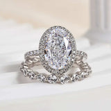 Solarii Eternal Sparkle Cubic Zirconia Ring 3.0ct Oval Cut 925 Sterling Silver Wedding Ring Set