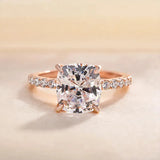 Radiant Cushion Cut 3.0ct Hidden Halo Engagement Ring In Sterling Silver