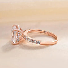 Radiant Cushion Cut 3.0ct Hidden Halo Engagement Ring In Sterling Silver