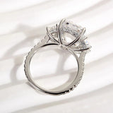 Gorgeous Cushion Cut 5.0ct Three Stone Engagement Ring In Sterling Silver