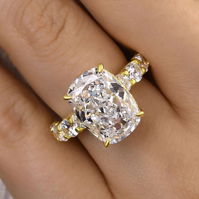 Lavish Cushion Cut 9.0ct Pave Engagement Ring In Sterling Silver