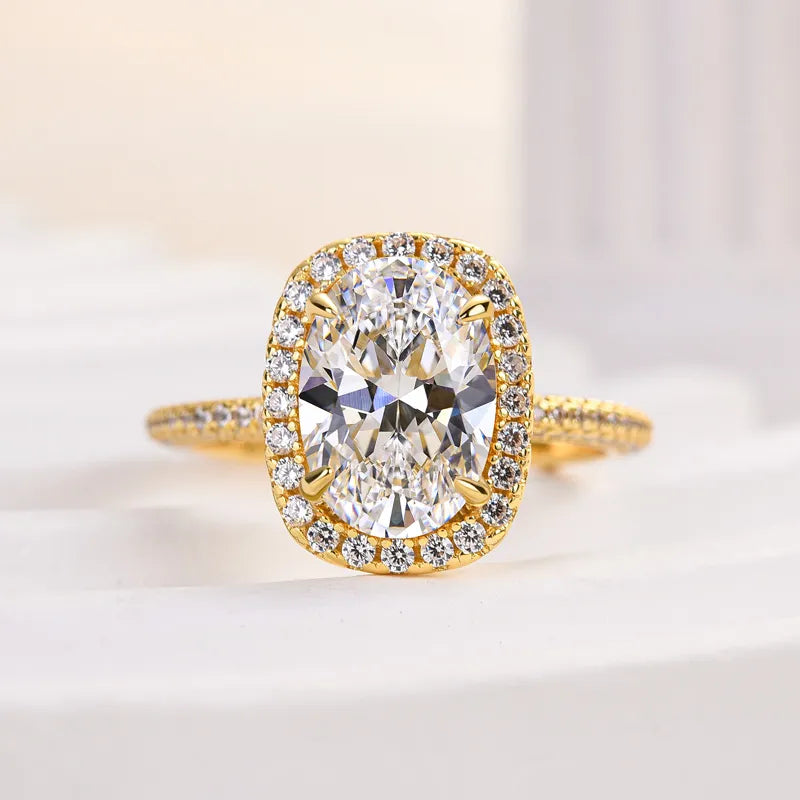 Gorgeous Oval Cut 2.3ct Halo Design Engagement Ring In Sterling Silver