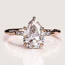 Ornate Pear Cut 3.5ct Side Stone Engagement Ring In Sterling Silver