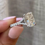 Classic Sterling Silver Cushion Cut Engagement Ring