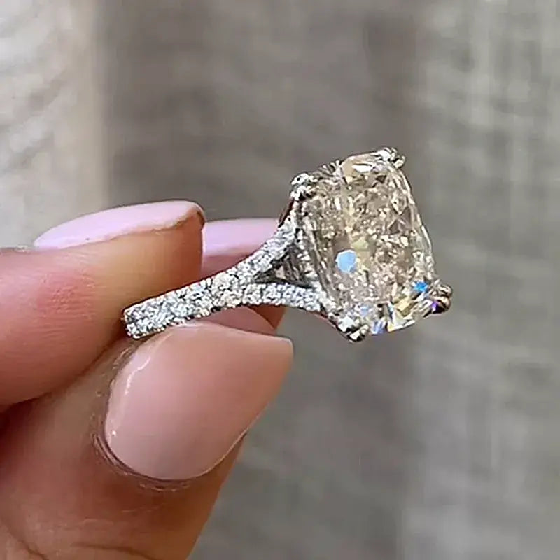 Classic Sterling Silver Cushion Cut Engagement Ring