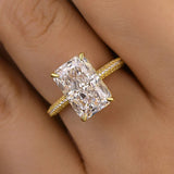 Gorgeous Hidden Halo Radiant Cut 5.0ct Engagement Ring In Sterling Silver