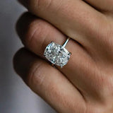 Lustrous Cushion Cut 5.0ct Sterling Silver Engagement Ring