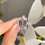 Elegant Emerald Cut 7.5ct Sterling Silver Engagement Ring