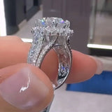 Sumptuous Halo Design Round Cut 4.0ct Engagement Ring In Sterling Silver