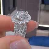 Sumptuous Halo Design Round Cut 4.0ct Engagement Ring In Sterling Silver