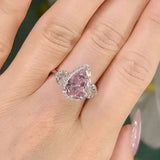 Radiant Three Stone Pear Cut 4.0ct Engagement Ring In Sterling Silver