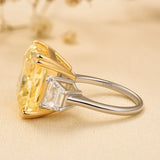 Exquisite Three Stone Radiant Cut 12.0ct Engagement Ring In Sterling Silver