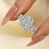 Elegant Pave Radiant Cut 5.0ct Engagement Ring In Sterling Silver