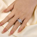 Elegant Pave Radiant Cut 5.0ct Engagement Ring In Sterling Silver