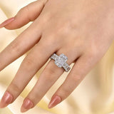 Elegant Pave Radiant Cut 5.0ct Engagement Ring In Sterling Silver