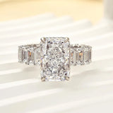 Elegant Pave Radiant Cut 5.0ct Engagement Ring In Sterling Silver
