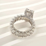 Elegant Pave Radiant Cut 5.0ct Engagement Ring In Sterling Silver