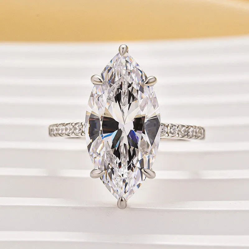 Mesmerizing Pave Marquise Cut 5.0ct Engagement Ring In Sterling Silver