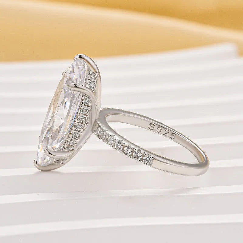 Mesmerizing Pave Marquise Cut 5.0ct Engagement Ring In Sterling Silver