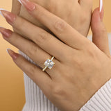 Radiant Cushion Cut 3.0ct Hidden Halo Engagement Ring In Sterling Silver