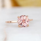 Sparkling 2.0ct Round Cut Morganite Pink Engagement Ring In Sterling Silver