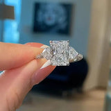Gorgeous Hidden Halo Radiant Cut 5.0ct Engagement Ring In Sterling Silver