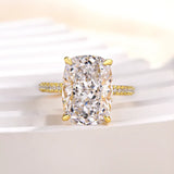 Deluxe Cushion Cut 9.0ct Pave Engagement Ring In Sterling Silver