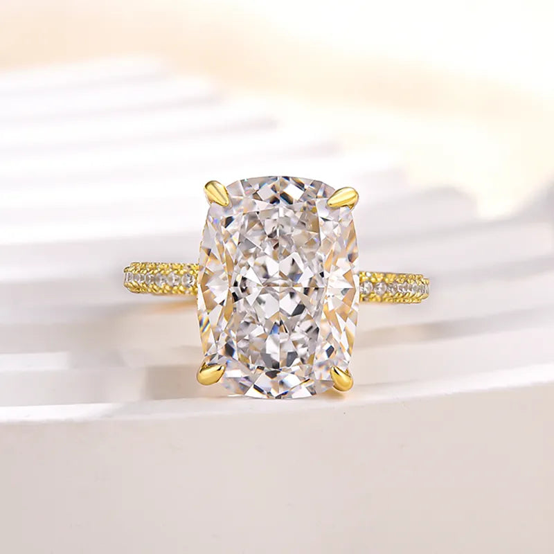 Deluxe Cushion Cut 9.0ct Pave Engagement Ring In Sterling Silver