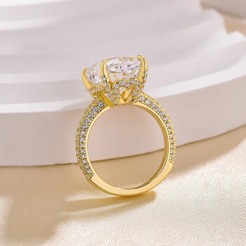 Deluxe Cushion Cut 9.0ct Pave Engagement Ring In Sterling Silver