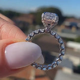 Gorgeous Radiant Cut 3.0ct Pave Engagement Ring In Sterling Silver